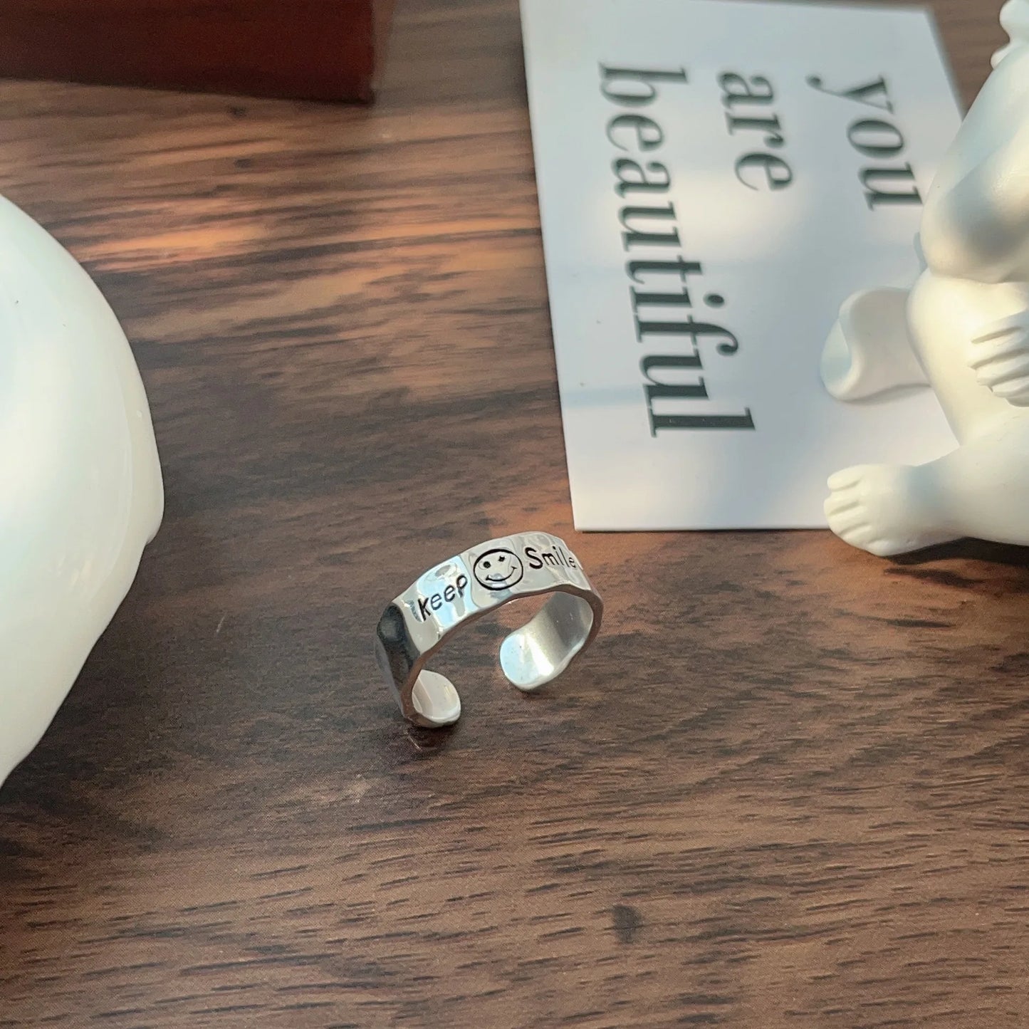 Stainless Steel Smiley Ring