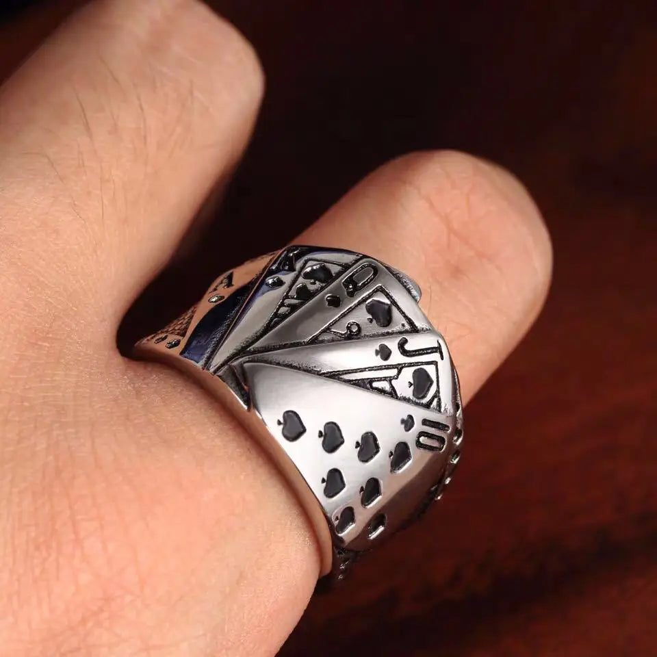 925 Sterling Silver Poker Ring