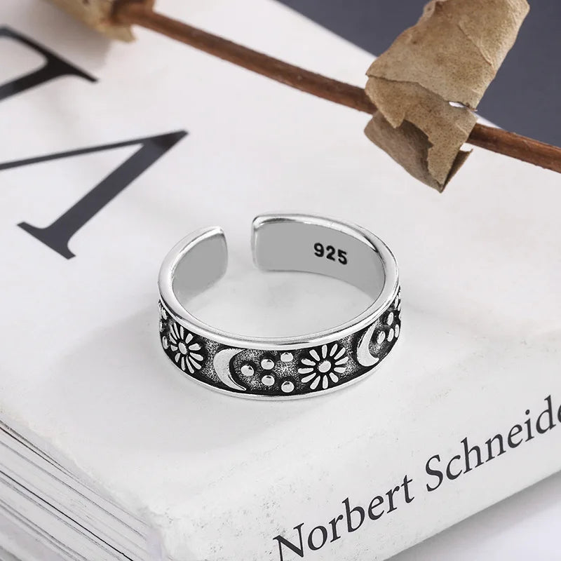 925 Sterling Silver Moon Ring