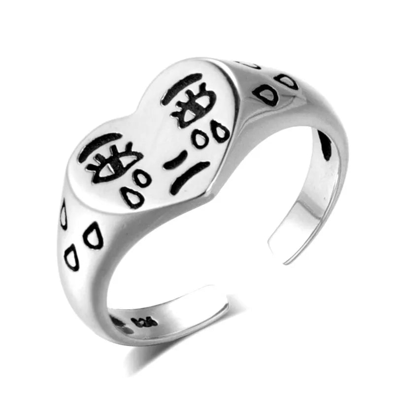 925 Sterling Silver Face Ring