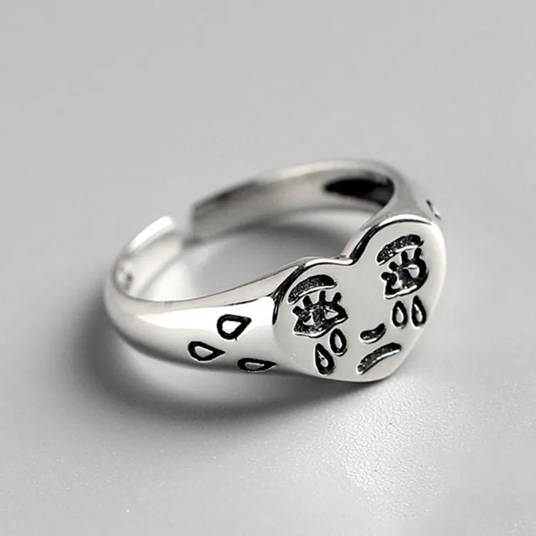 925 Sterling Silver Face Ring