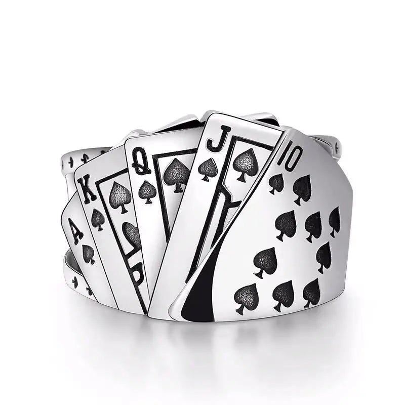 925 Sterling Silver Poker Ring