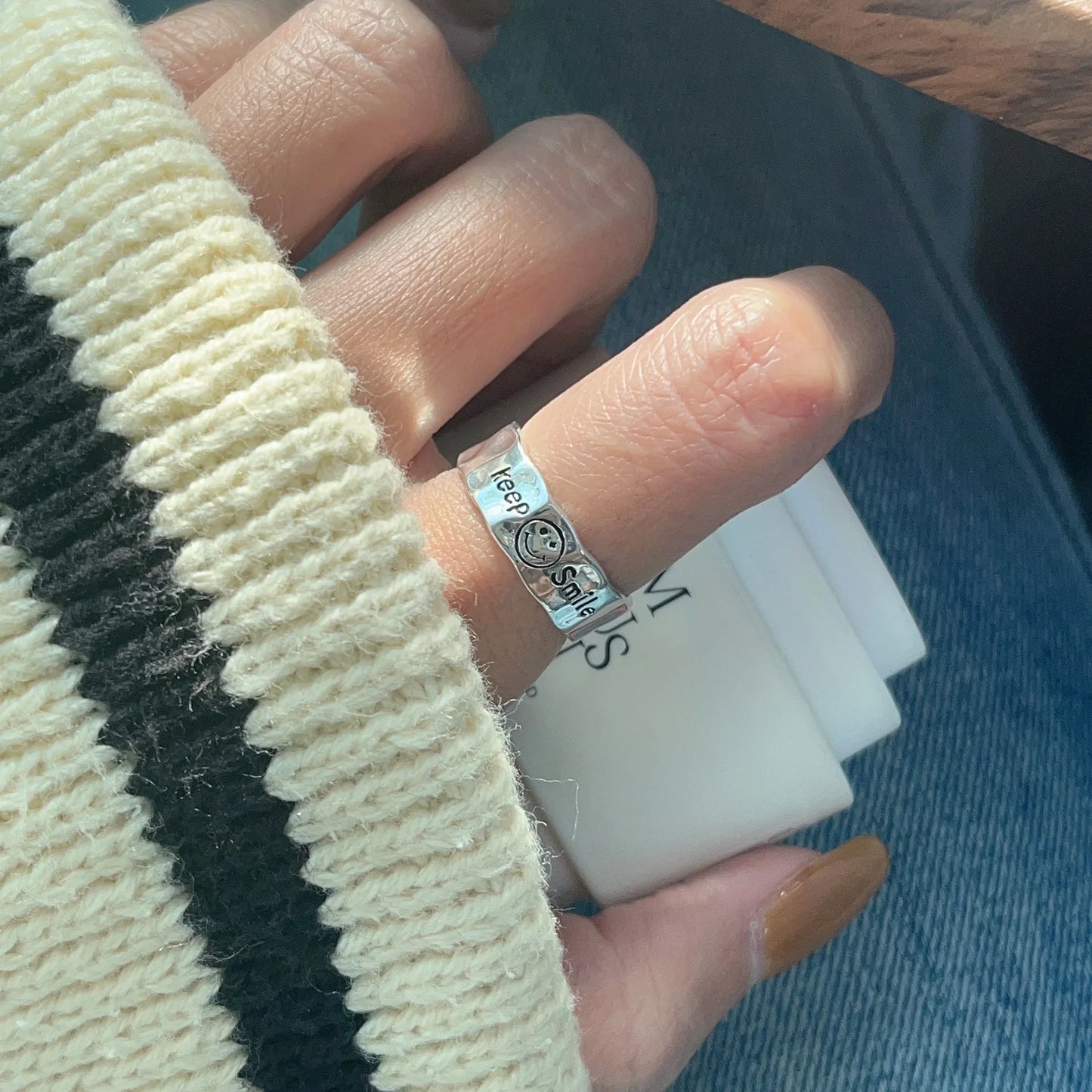 Stainless Steel Smiley Ring